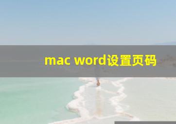 mac word设置页码